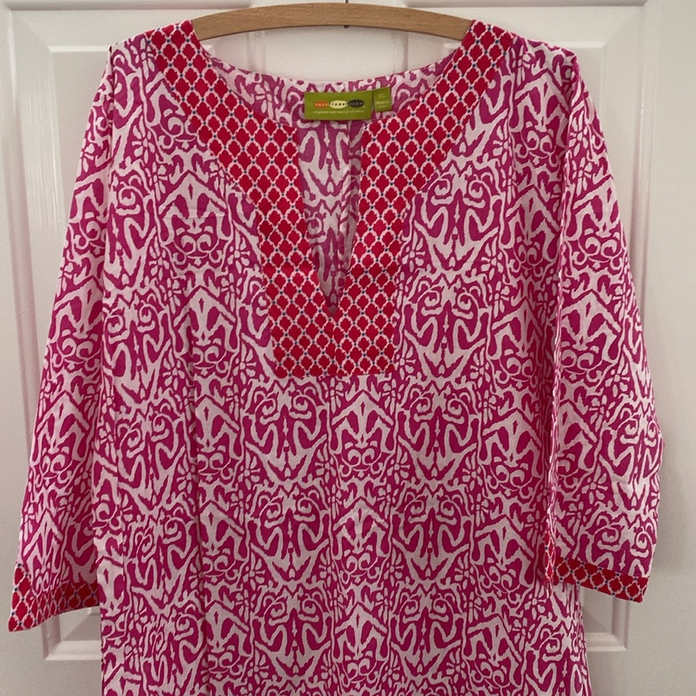 Rock Flower Paper Summer Tunic, Cover Up, Housedress, Loungewear. Size XL